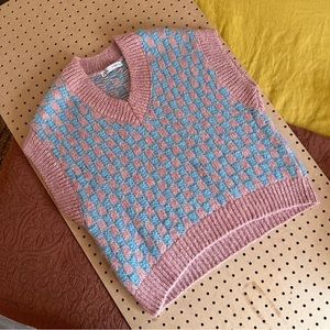 Zara Checkered Knit Sweater Vest